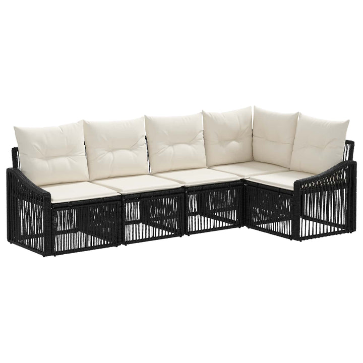 Havesofa Sæt 5 stk. Sort polyrattan