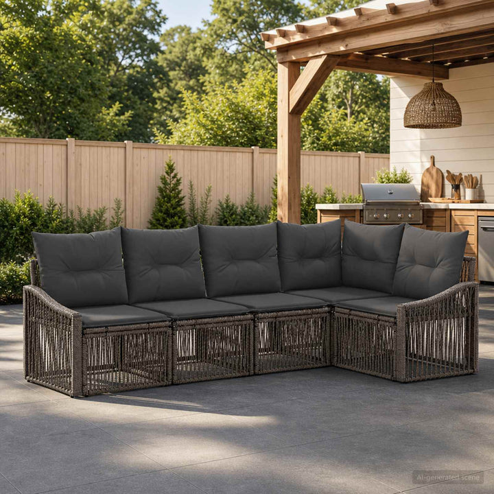 Havesofa Sæt 5 stk. Grå polyrattan
