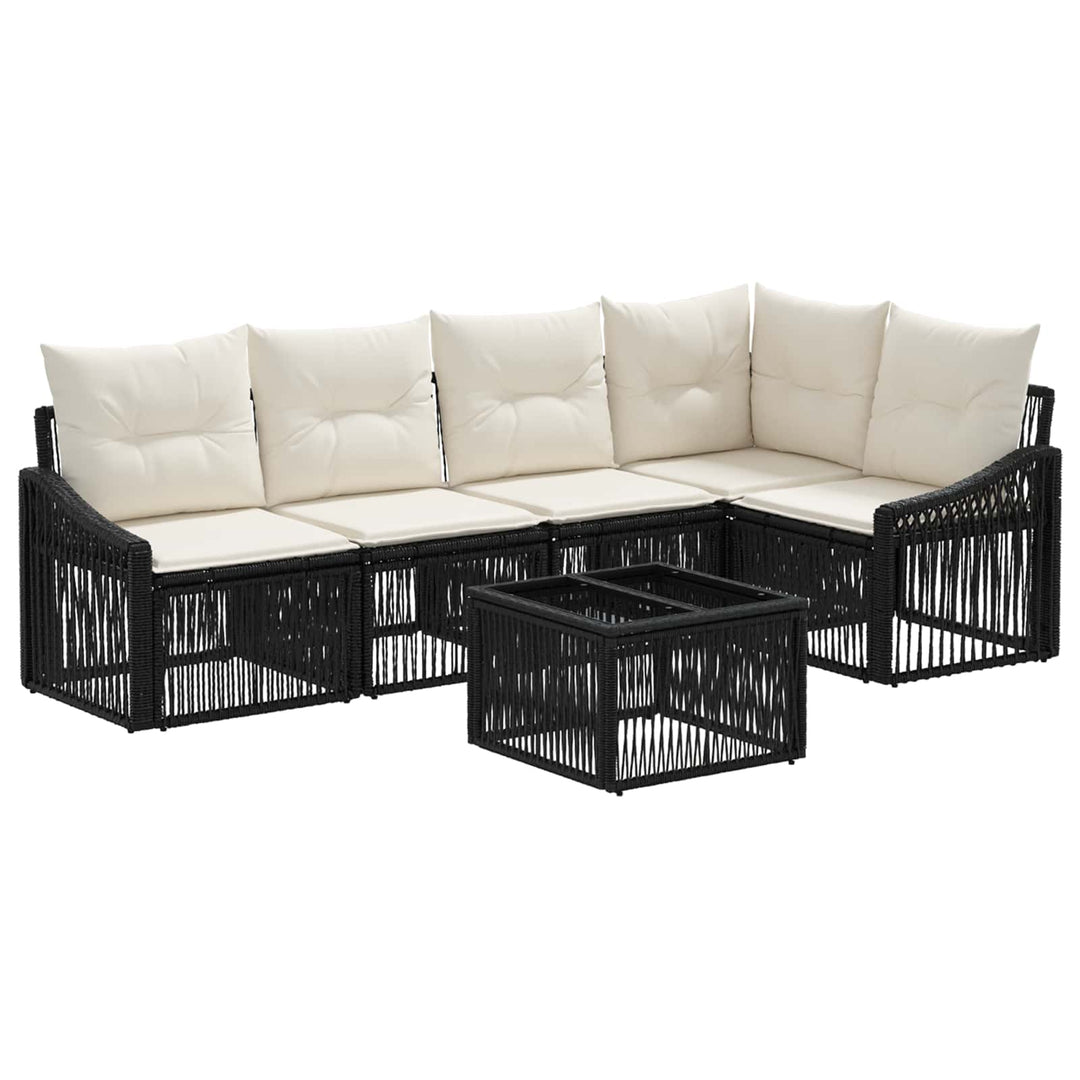 Havesofa Sæt 6 stk. Sort polyrattan