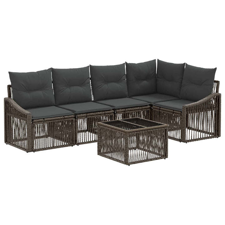 Havesofa Sæt 6 stk. Grå polyrattan