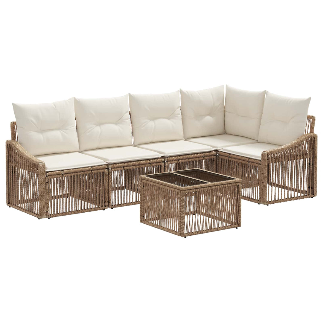 Havesofa Sæt 6 stk. Beige polyrattan