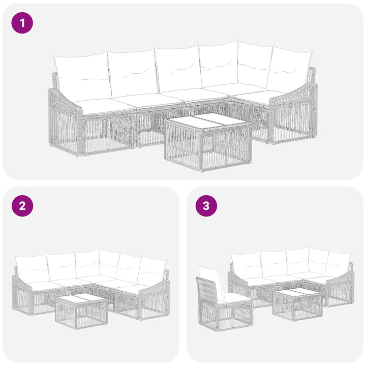 Havesofa Sæt 6 stk. Beige polyrattan