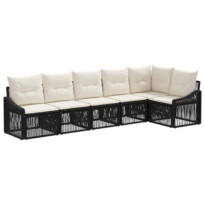 Havesofa Sæt 6 stk. Sort polyrattan