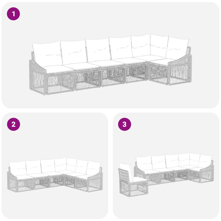 Havesofa Sæt 6 stk. Sort polyrattan