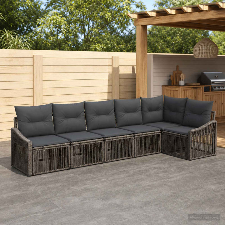 Havesofa Sæt 6 stk. Grå polyrattan