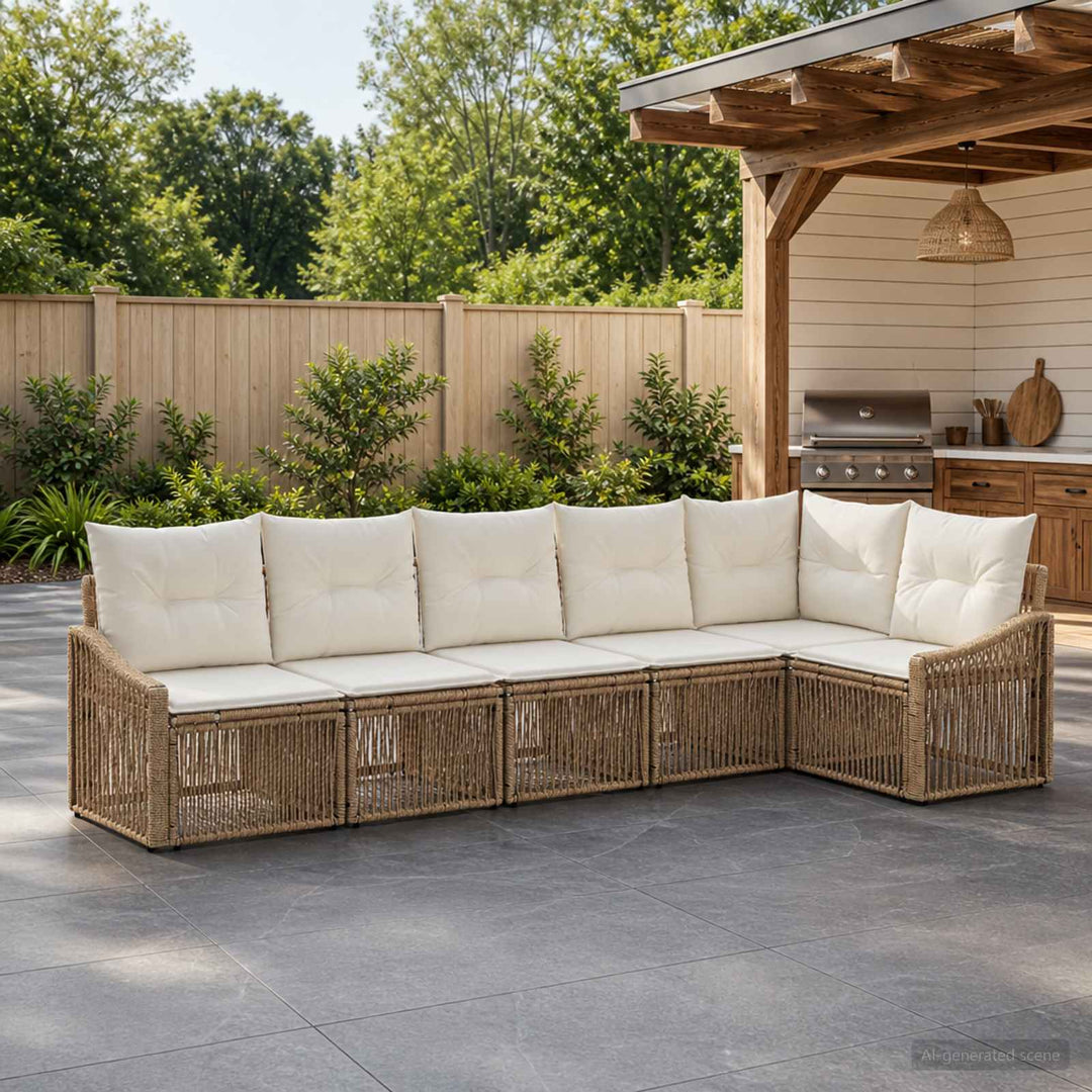 Havesofa Sæt 6 stk. Beige polyrattan