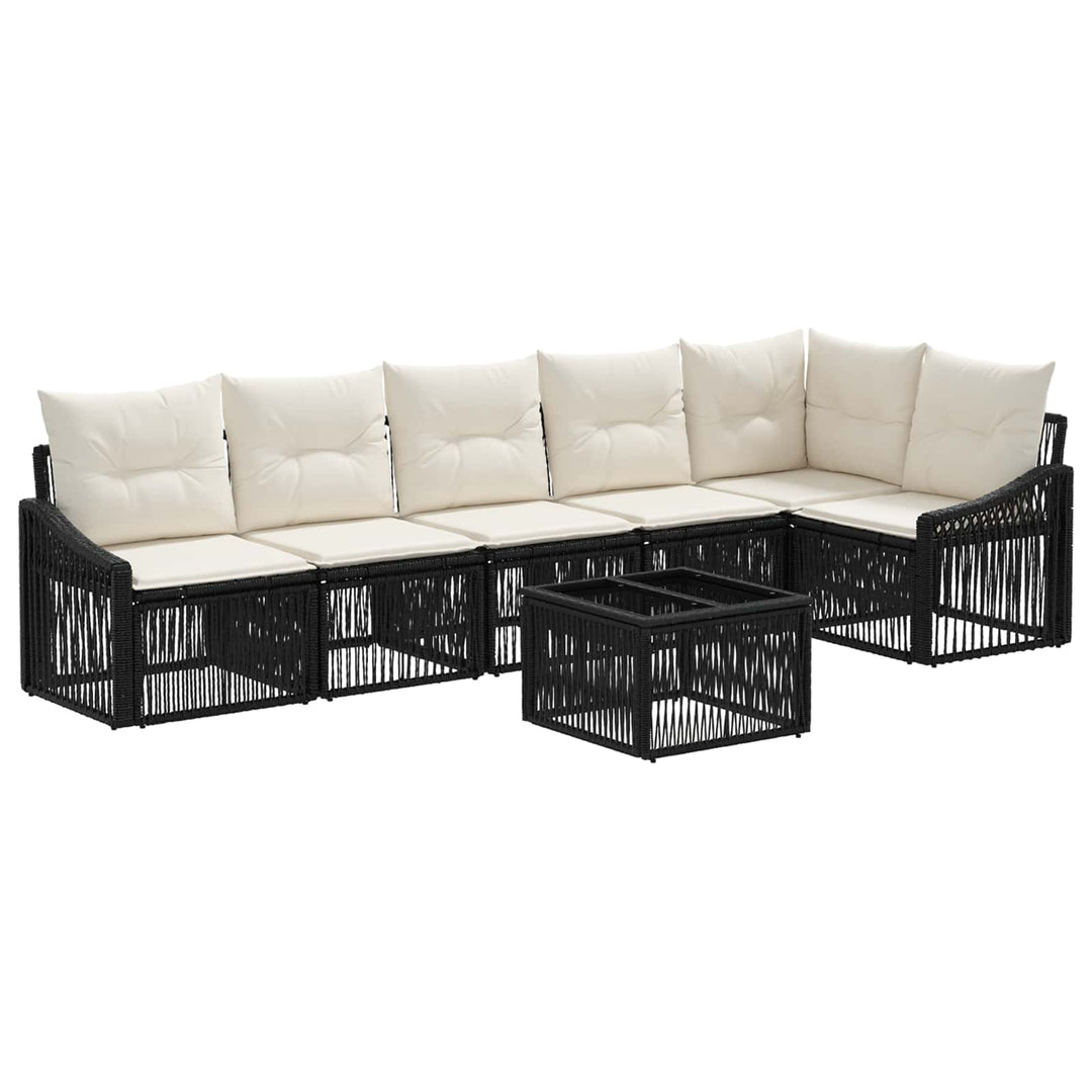 Havesofa Sæt 7 stk. Sort polyrattan