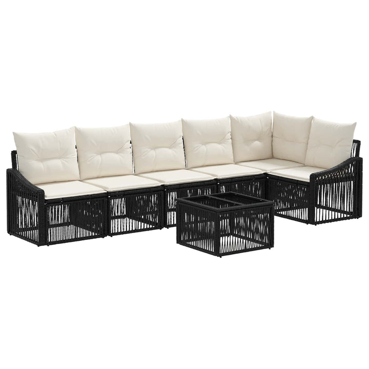 Havesofa Sæt 7 stk. Sort polyrattan