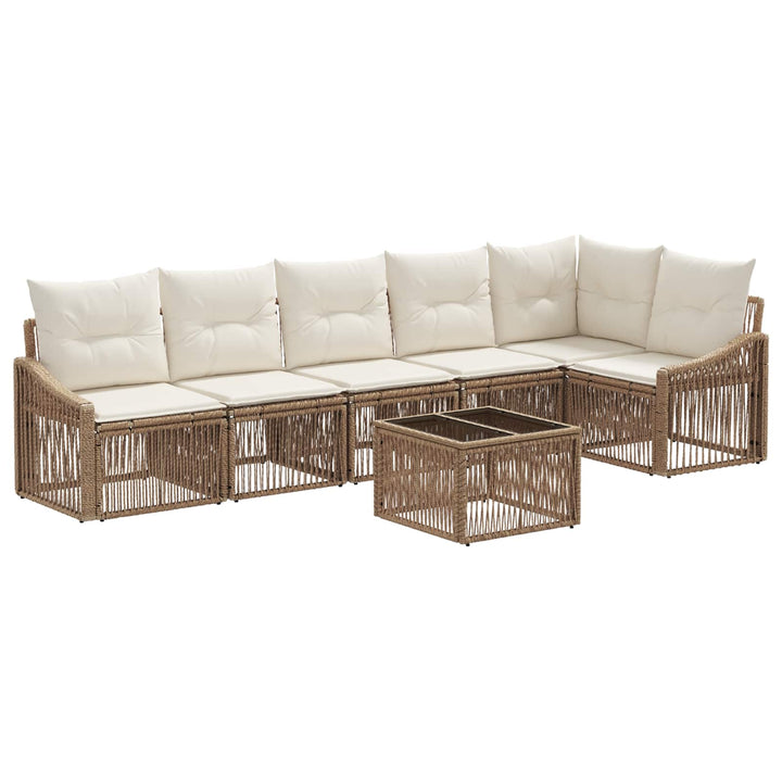 Havesofa Sæt 7 stk. Beige polyrattan
