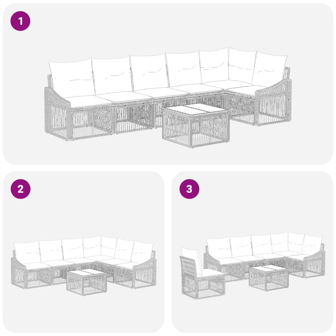 Havesofa Sæt 7 stk. Beige polyrattan