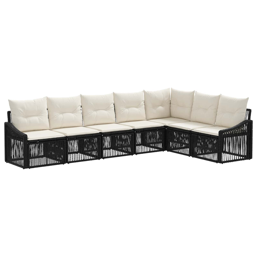Havesofa Sæt 7 stk. Sort polyrattan