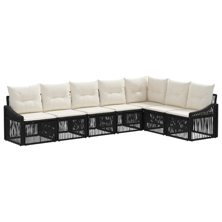 Havesofa Sæt 7 stk. Sort polyrattan
