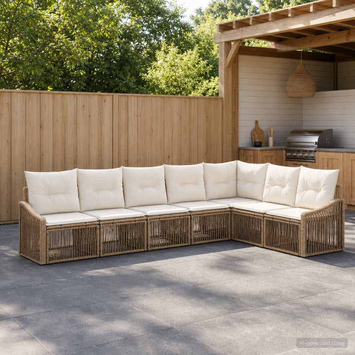Havesofa Sæt 7 stk. Beige polyrattan