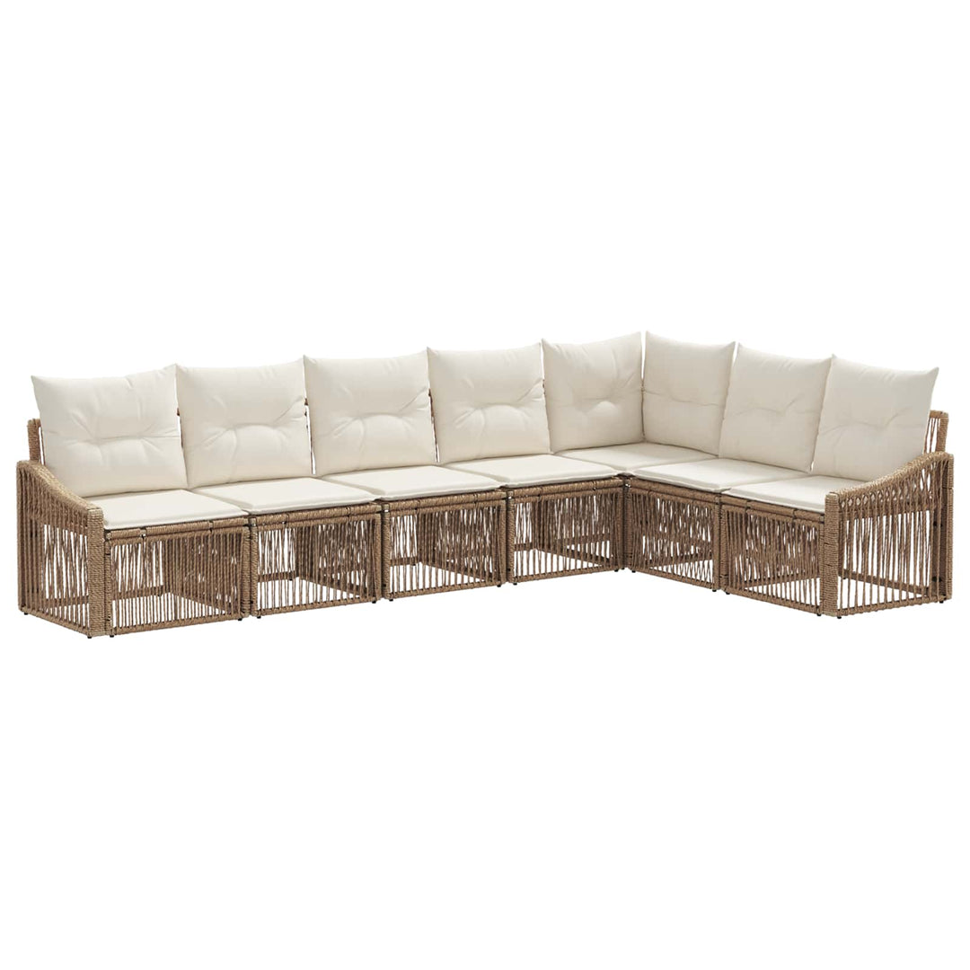 Havesofa Sæt 7 stk. Beige polyrattan