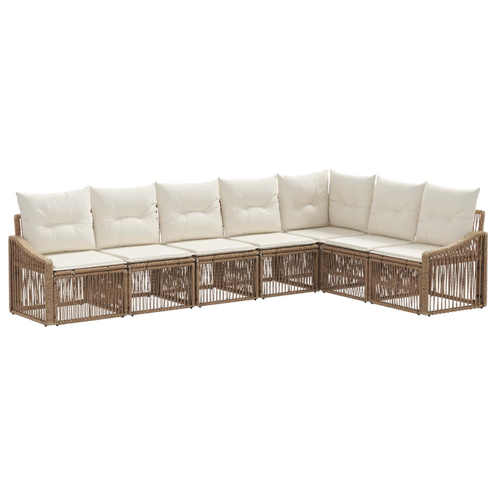 Havesofa Sæt 7 stk. Beige polyrattan