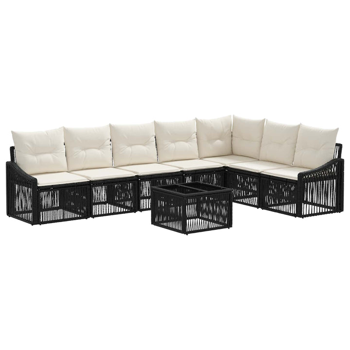 Havesofa Sæt 8 stk. Sort polyrattan
