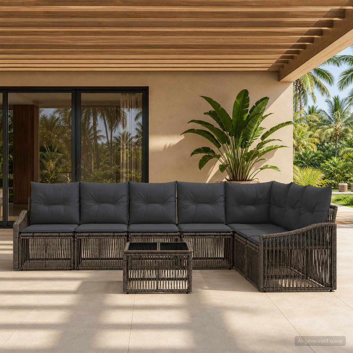 Havesofa Sæt 8 stk. Grå polyrattan