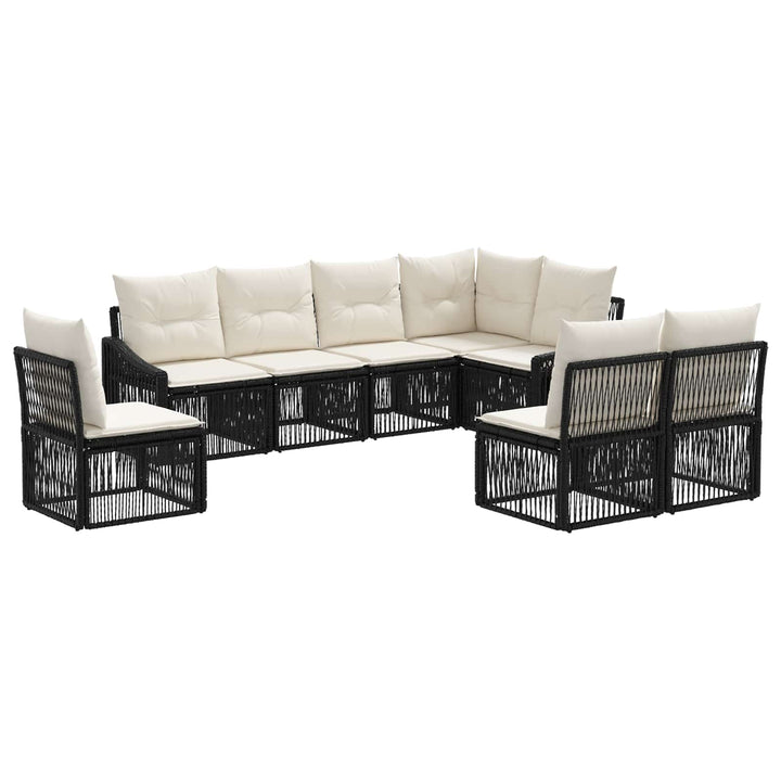 Havesofa Sæt 8 stk. Sort polyrattan