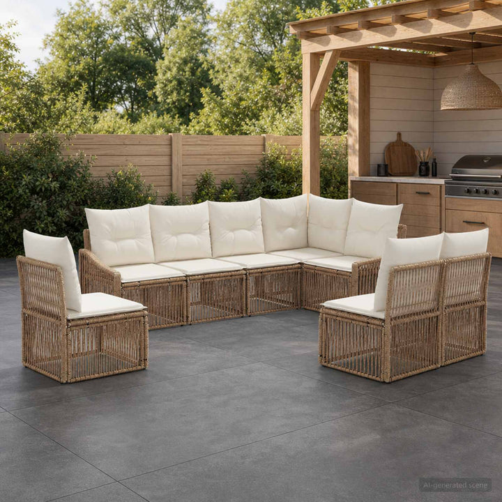 Havesofa Sæt 8 stk. Beige polyrattan