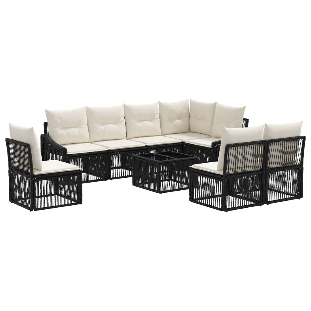 Havesofa Sæt 9 stk. Sort polyrattan