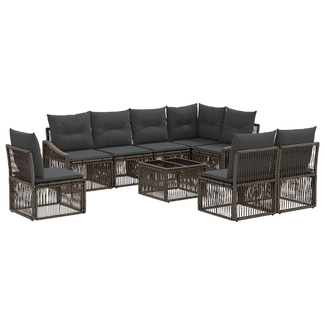 Havesofa Sæt 9 stk. Grå polyrattan