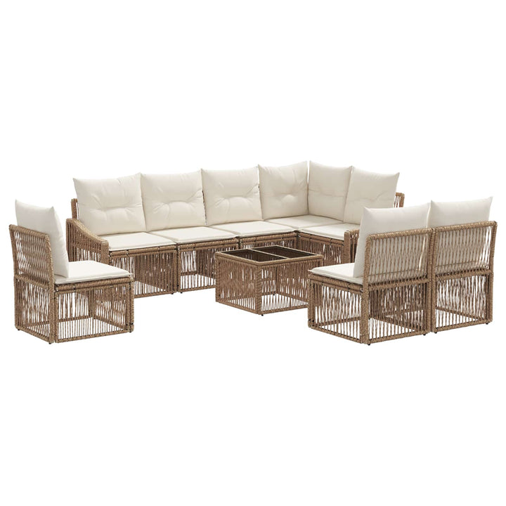 Havesofa Sæt 9 stk. Beige polyrattan