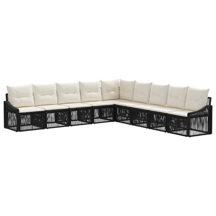 Havesofa Sæt 9 stk. Sort polyrattan