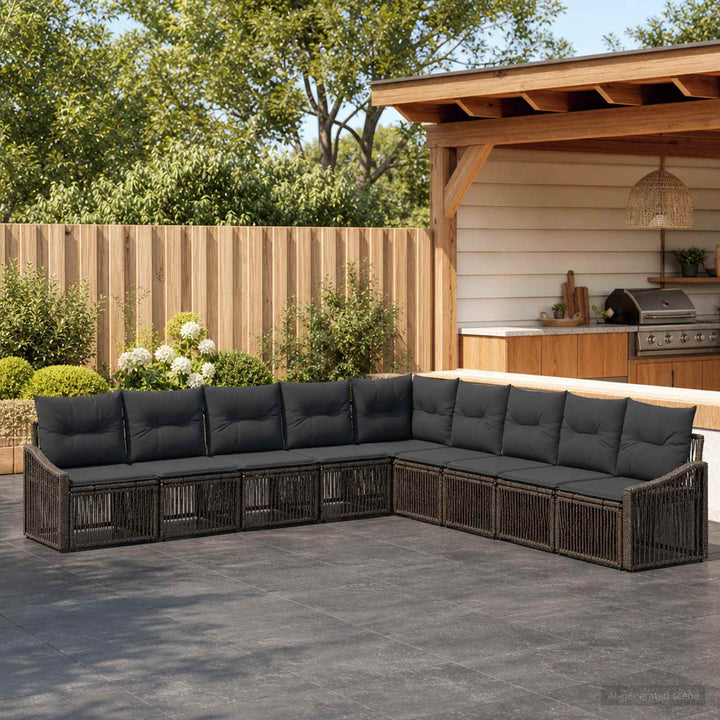Havesofa Sæt 9 stk. Grå polyrattan