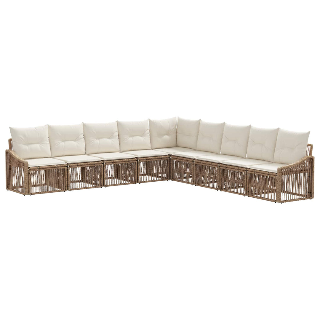 Havesofa Sæt 9 stk. Beige polyrattan