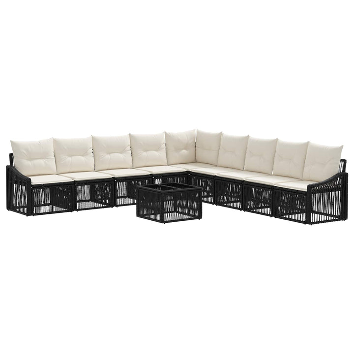 Havesofa Sæt 10 stk. Sort polyrattan