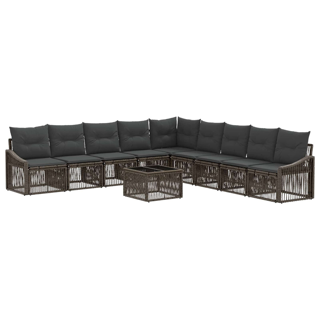 Havesofa Sæt 10 stk. Grå polyrattan