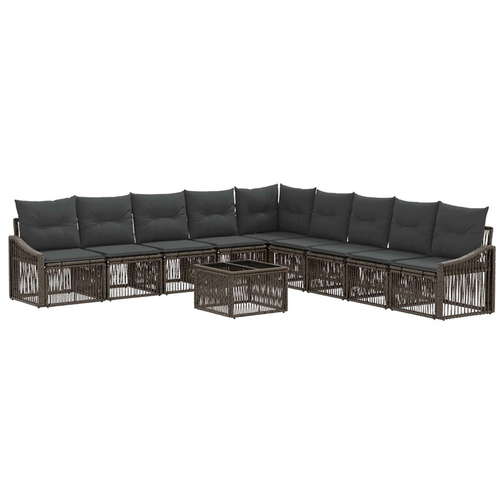 Havesofa Sæt 10 stk. Grå polyrattan