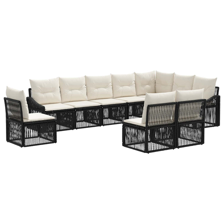Havesofa Sæt 10 stk. Sort polyrattan