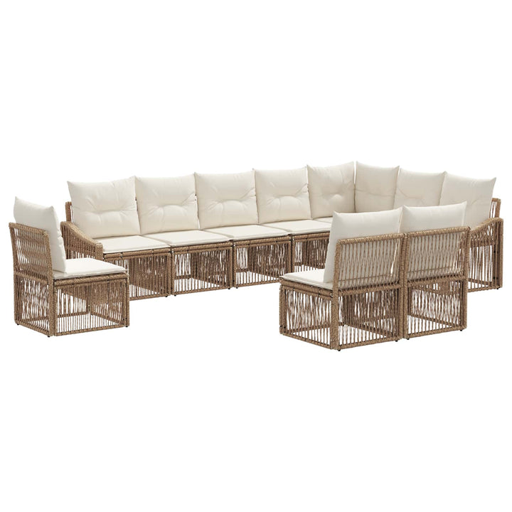 Havesofa Sæt 10 stk. Beige polyrattan