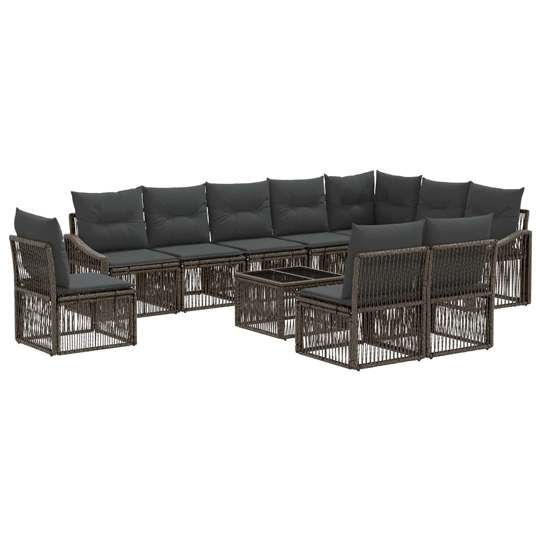 Havesofa Sæt 11 stk. Grå polyrattan