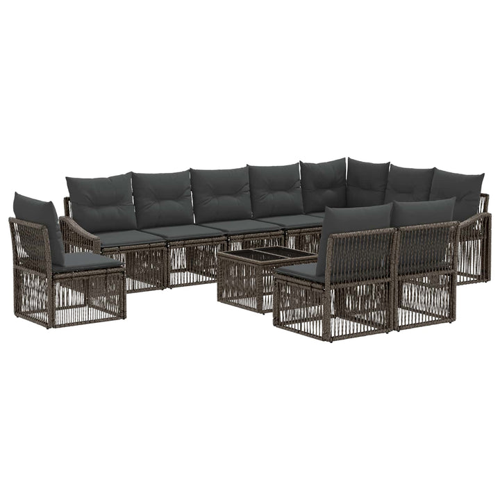 Havesofa Sæt 11 stk. Grå polyrattan