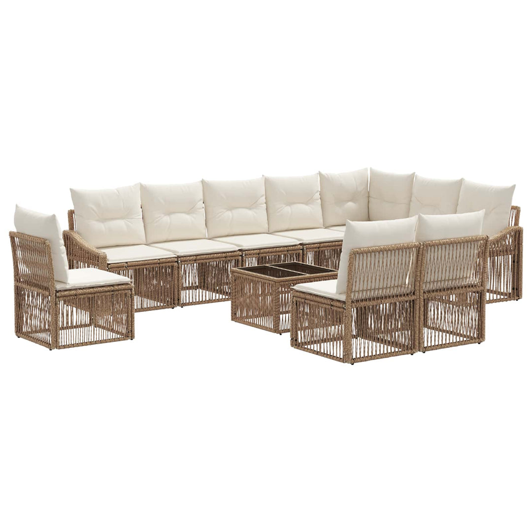 Havesofa Sæt 11 stk. Beige polyrattan