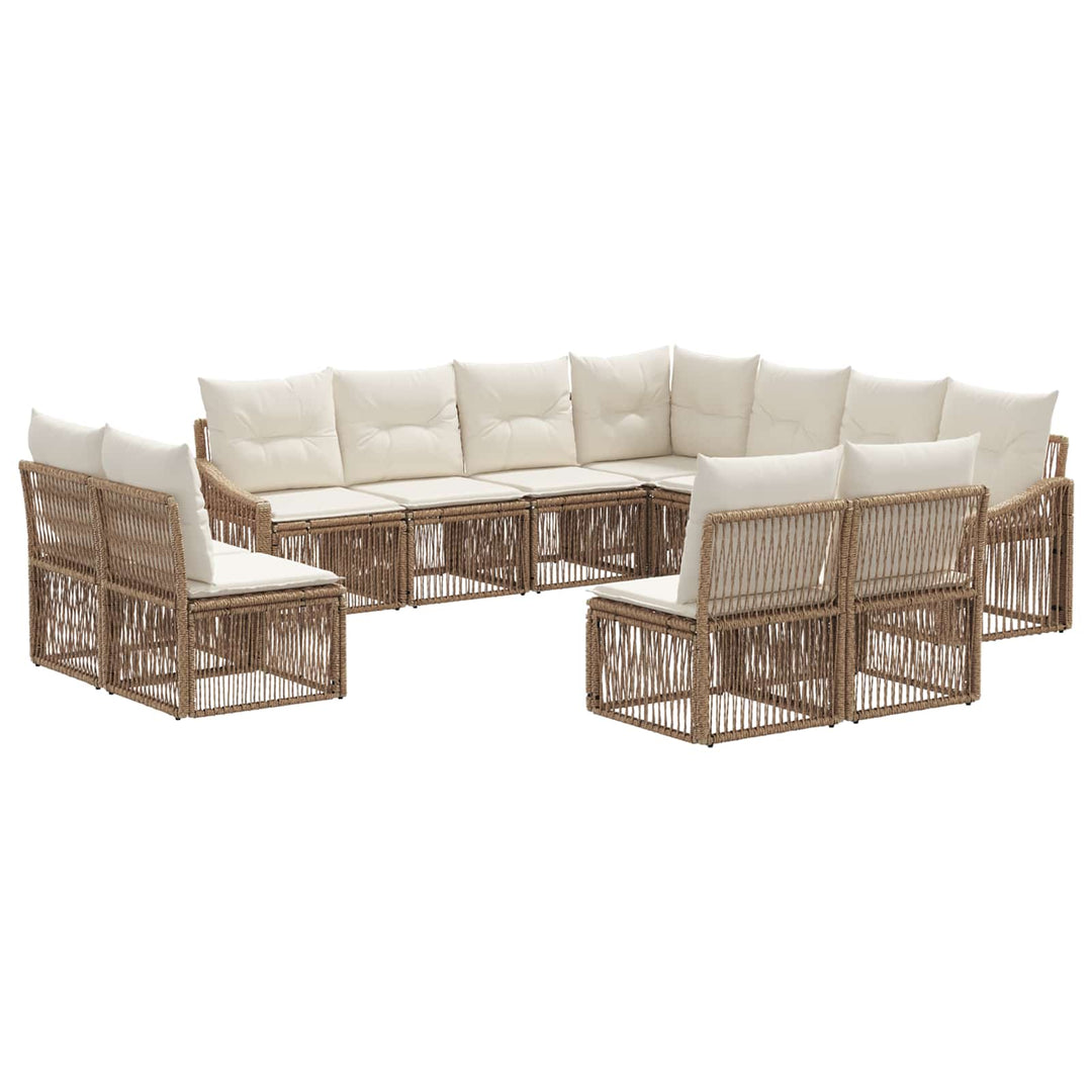 Havesofa Sæt 11 stk. Beige polyrattan