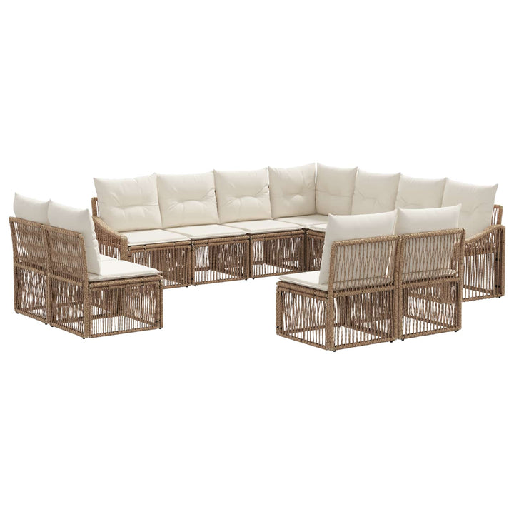 Havesofa Sæt 11 stk. Beige polyrattan