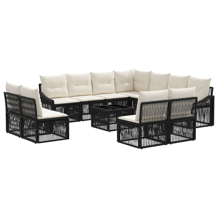 Havesofa Sæt 12 stk. Sort polyrattan