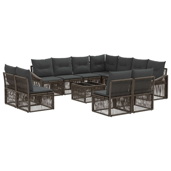Havesofa Sæt 12 stk. Grå polyrattan