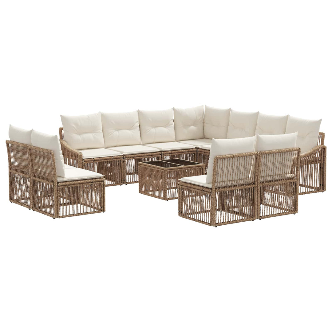 Havesofa Sæt 12 stk. Beige polyrattan