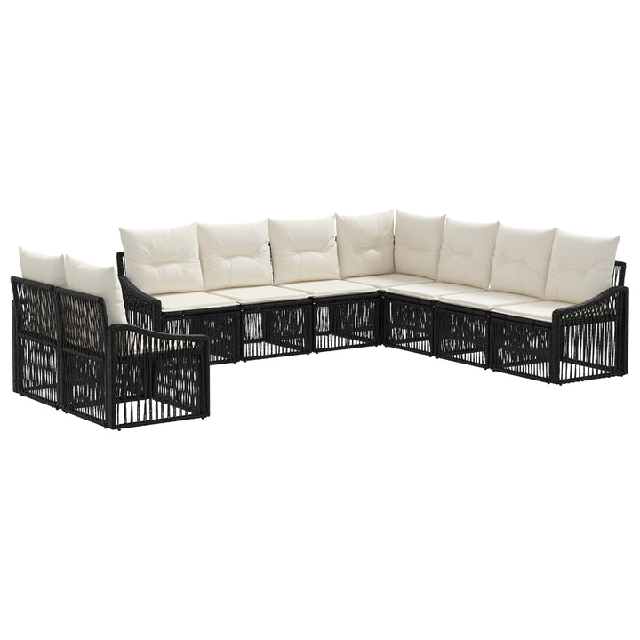 Havesofa Sæt 9 stk. Sort polyrattan
