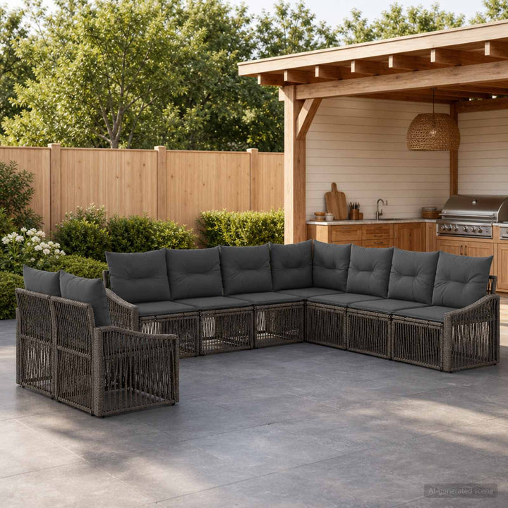 Havesofa Sæt 9 stk. Grå polyrattan