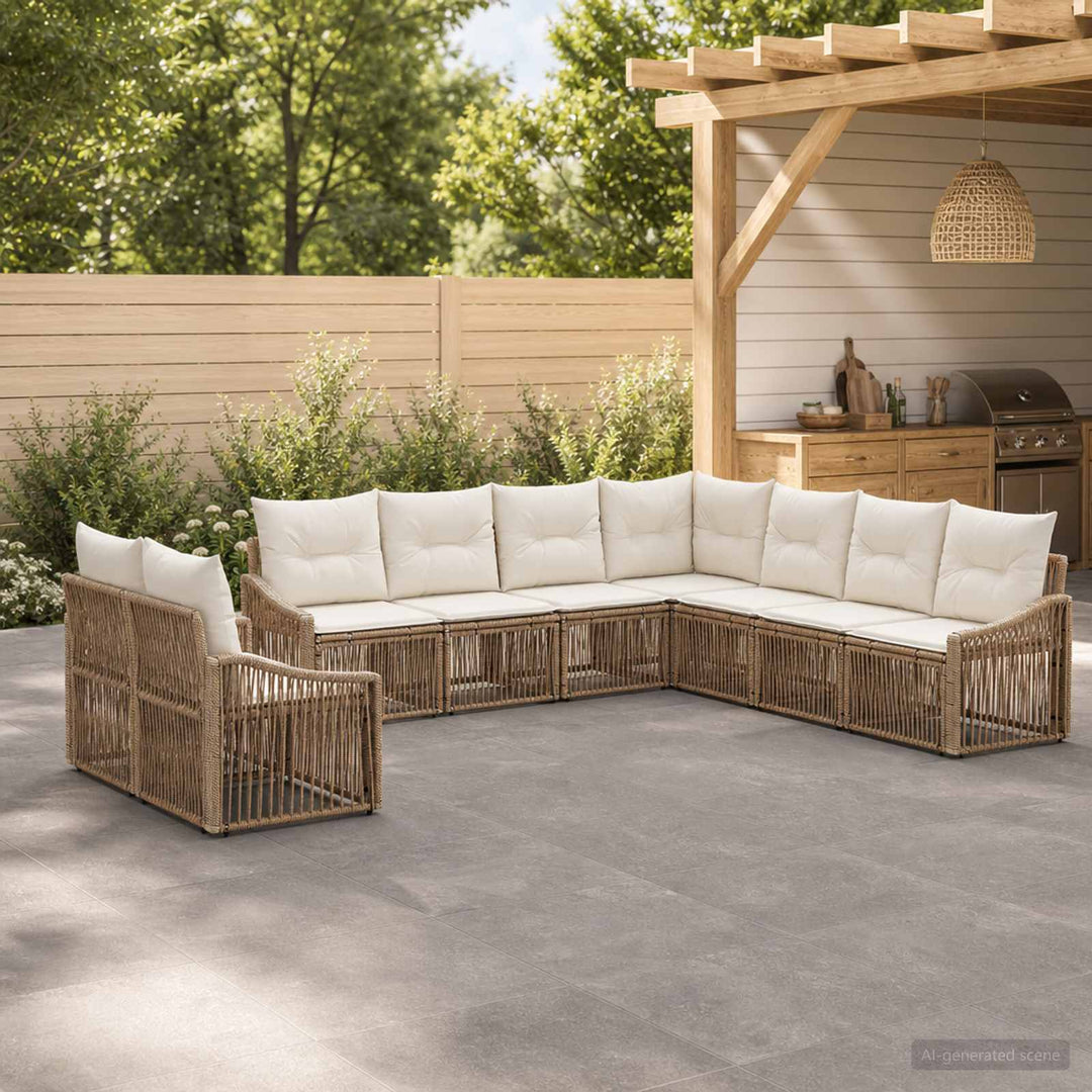 Havesofa Sæt 9 stk. Beige polyrattan