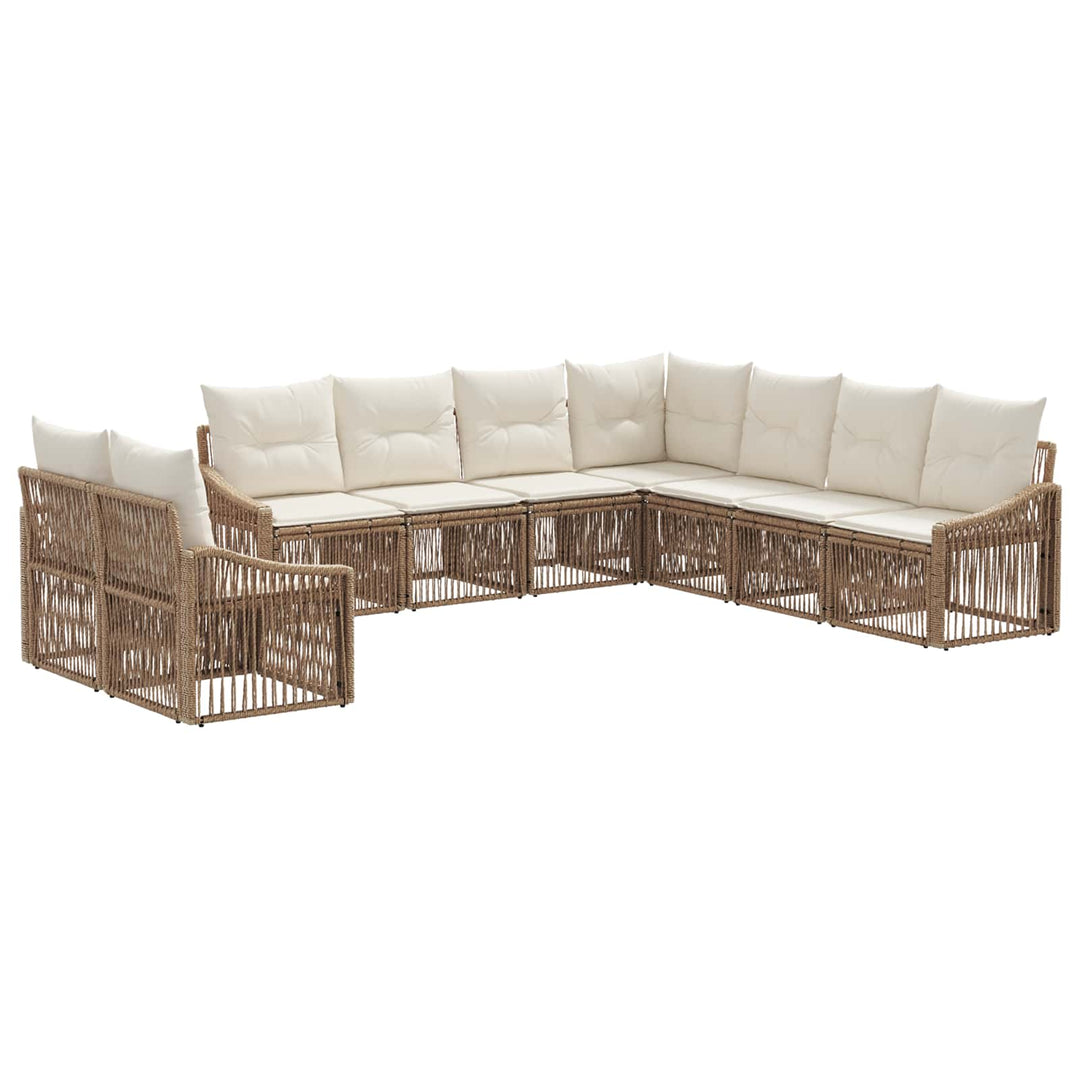 Havesofa Sæt 9 stk. Beige polyrattan