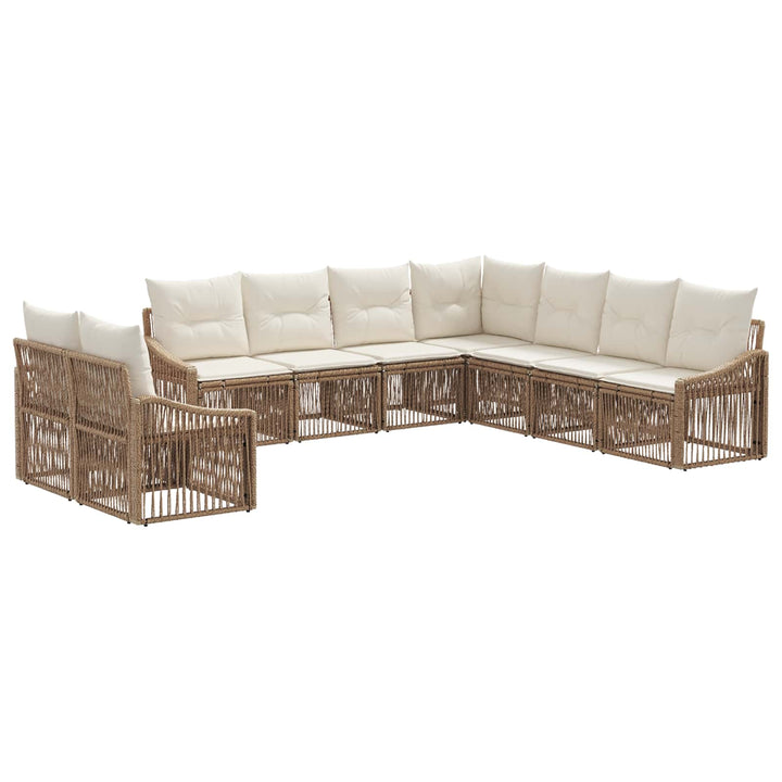 Havesofa Sæt 9 stk. Beige polyrattan