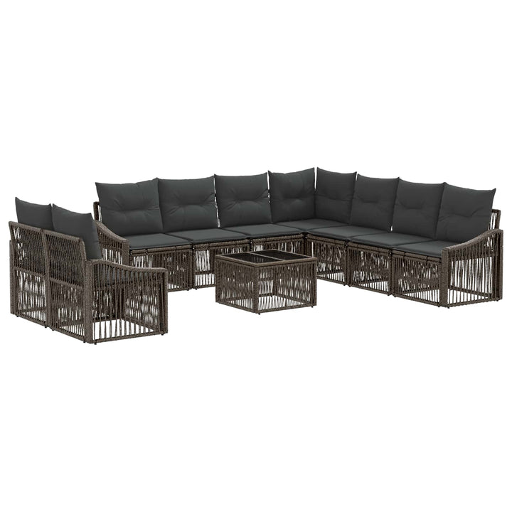 Havesofa Sæt 10 stk. Grå polyrattan