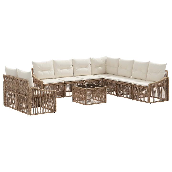 Havesofa Sæt 10 stk. Beige polyrattan