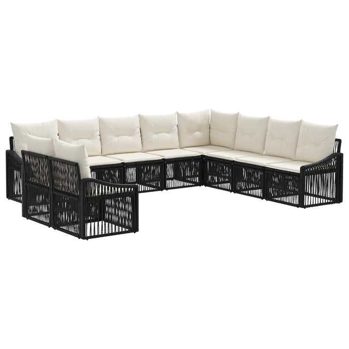 Havesofa Sæt 10 stk. Sort polyrattan